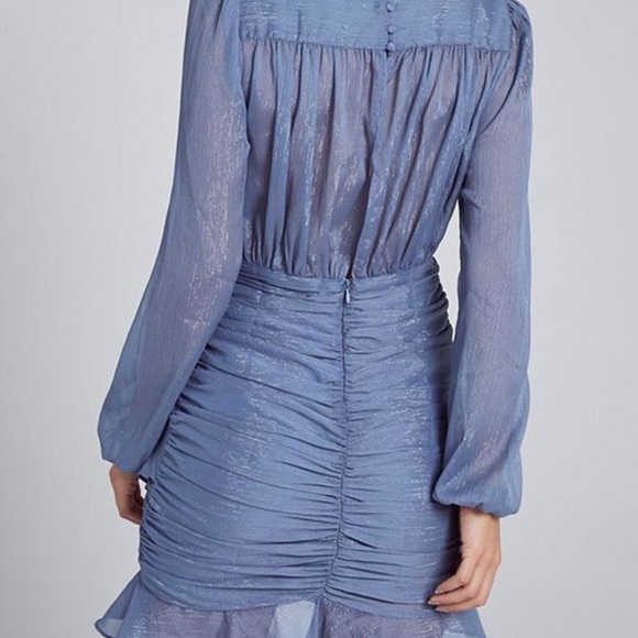 Blue Ruffle Mini Dress - Picture 2 of 3